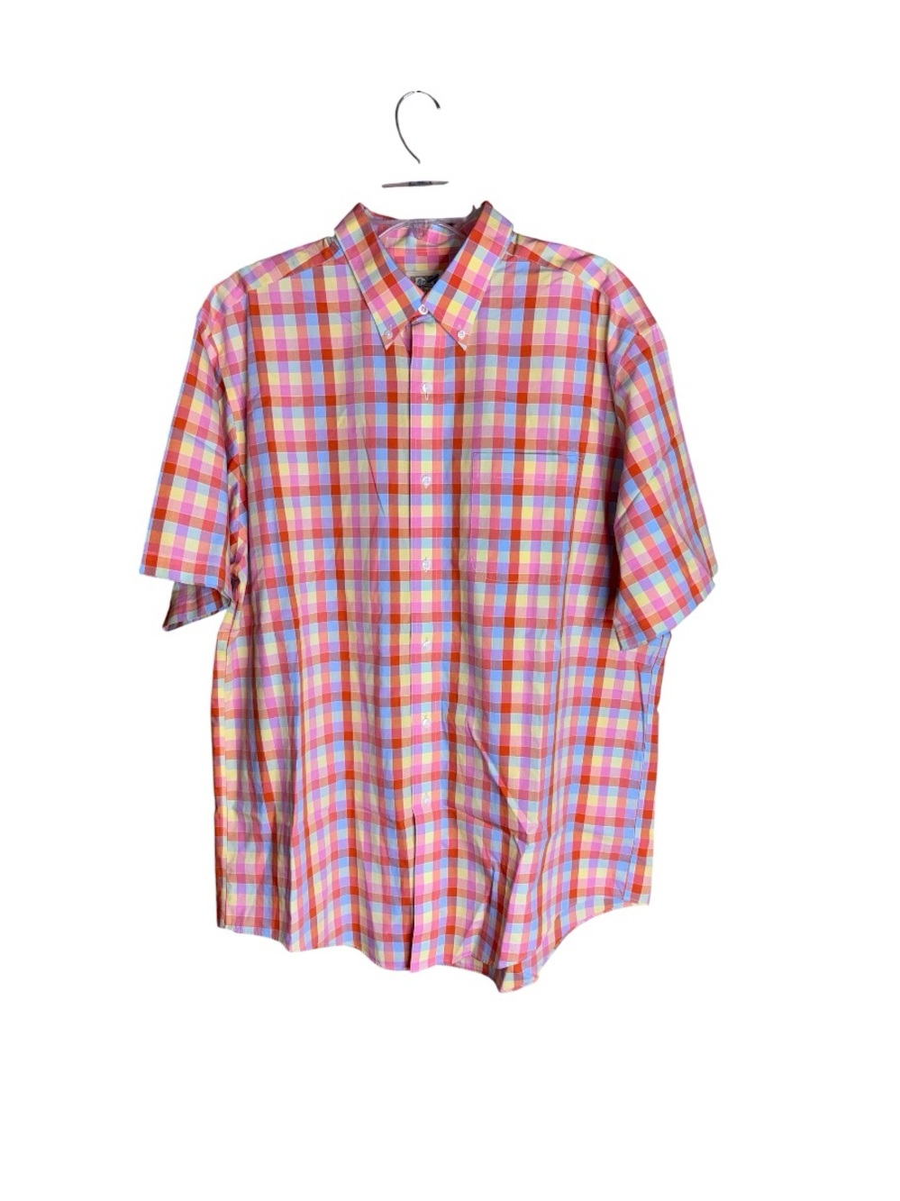 TravelSmith Men’s XL 100% Cotton Madras Plaid Short Sleeve Shirt